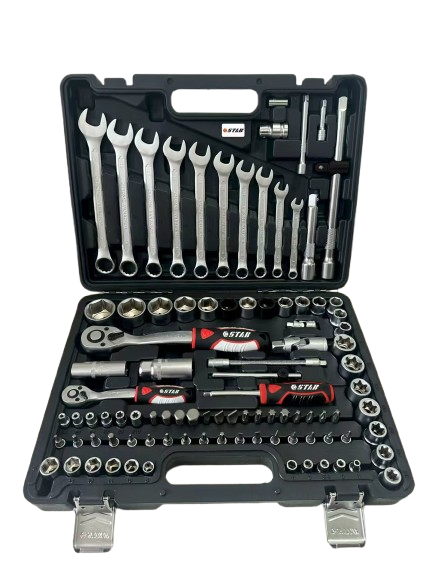 Набор торцевых головок 1/4" и 1/2" и ключей 97 предметов STAB